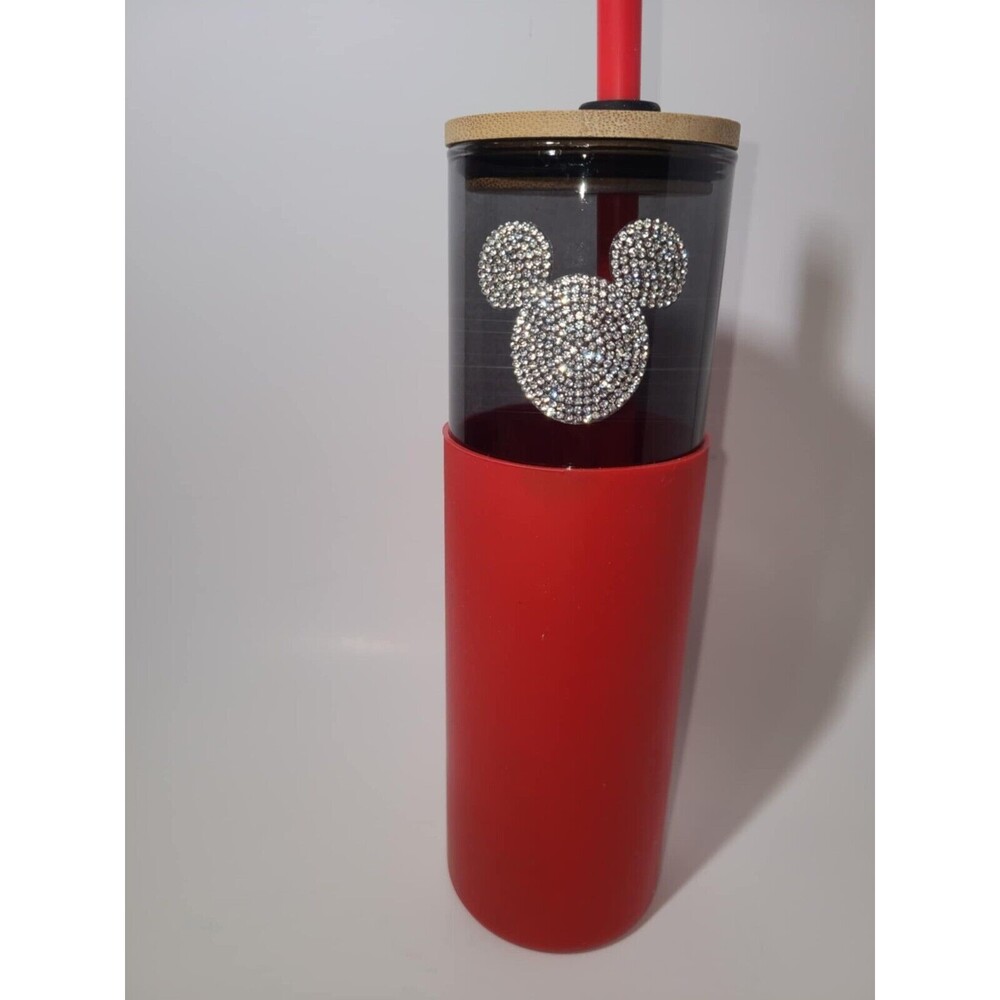 Mickey Mouse Diamond Cup TikTok Valentines Day Straw and Cork Like Lid NEW